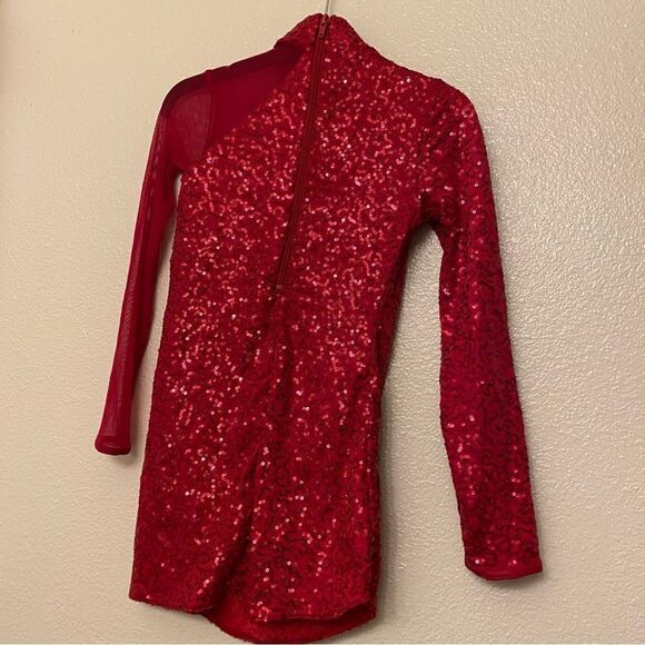 Weissman Dance dress red sequin costume Me Against The Music 12192 Child MC - Picture 3 of 9